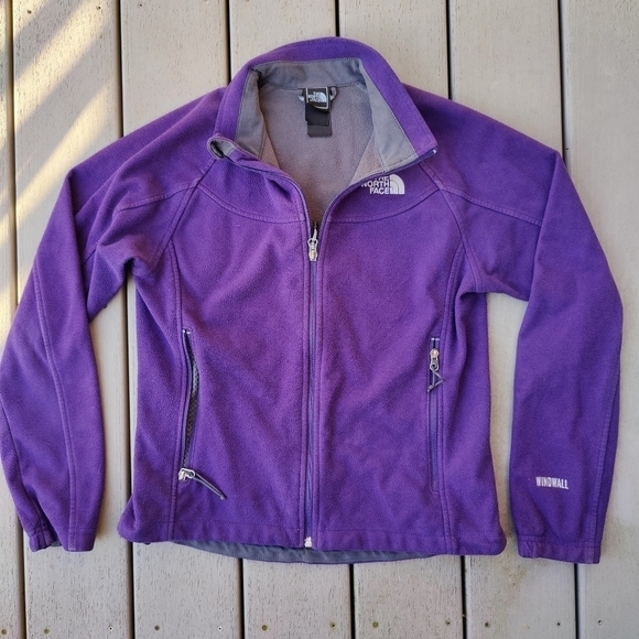 The North Face TNF Windwall Fleece Zip Up Jacket Dark Purple Coat Women's Medium - Picture 1 of 12